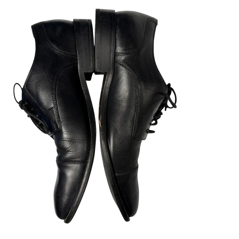MEN'S BLACK Cole Haan Benton Cap Toe LEATHER Oxford‎ DRESS SHOES SIZE 11 EUC